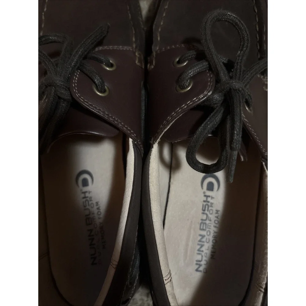 Nunn Bush Brown Leather Boat Shoes Memory Foam Comfort Men's Sz 10 Beach Casual